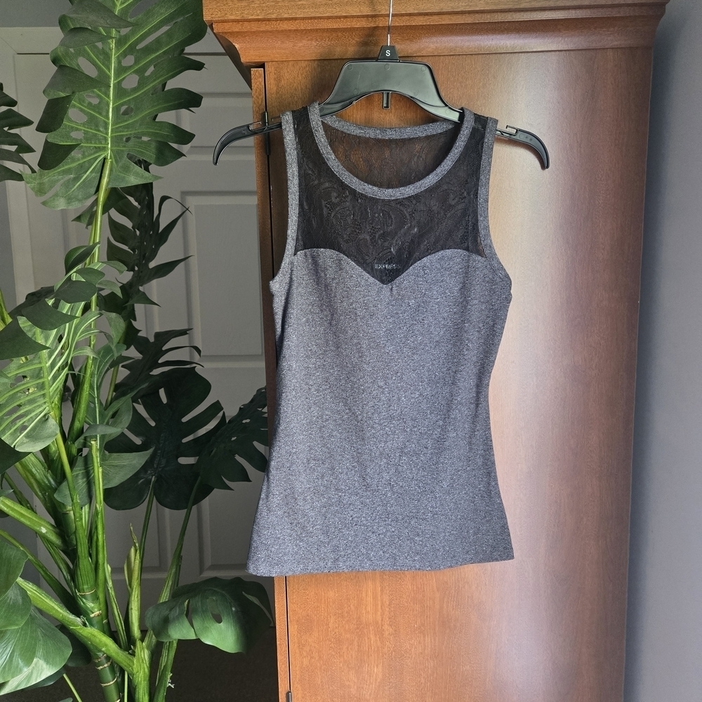 Express Gray Blouse Top with Chic Design